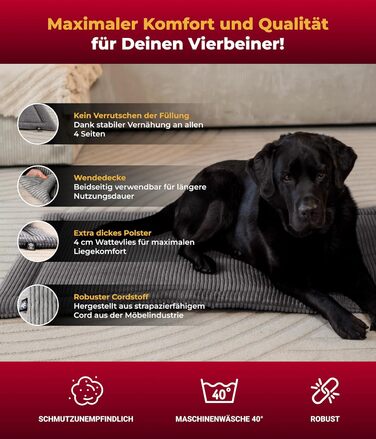 Килимок для собак HS-Hundebett® з флісовою підкладкою XS – Практичний, двосторонній, теплий, комфортний лежак для собак – Зроблено в Німеччині (Антрацитовий, 95x135 см)