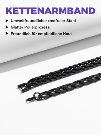 Набір чоловічих браслетів Richsteel з нержавіючої сталі: 3 шт. (чорний, сталевий, золотий), ширина 9/8/4 мм, довжина 19/21/23 см, подарунковий набір