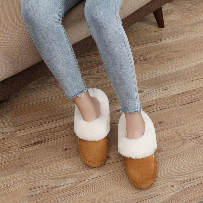 Тапочки зимові жіночі та чоловічі NineCiFun, теплі, з флісу, антиковзкі, для дому та вулиці (36/37 EU, Camel)