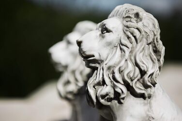 HomeZone 2 Piece Stone Effect Resin Lion Animal Garden Decorations Handmade Sculptures Lawn Statues Antique Decor Wildlife Sculptures