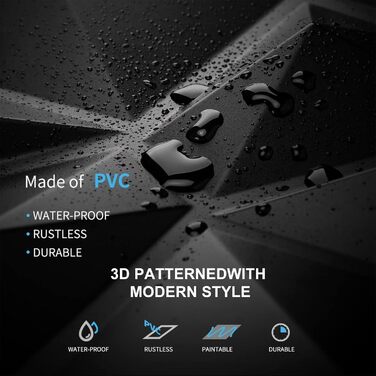 3D панелі для стін та стелі ПВХ чорні, декоративні стінові панелі для геймерської зони, вітальні та спальні, 12 шт.