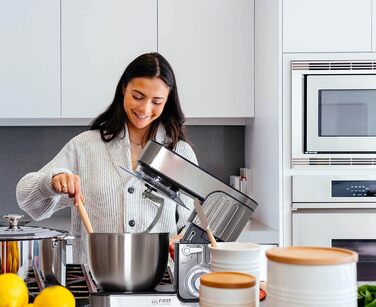 Кухонна машина TZS First Austria Profi Küchenmaschine 1300 Вт, 5 л, 6 швидкостей, з функцією замішування тіста, стаціонарна, нержавіюча сталь