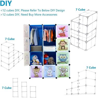 BRIAN & DANY Expandable Kids' Storage Unit with Doors and Hooks