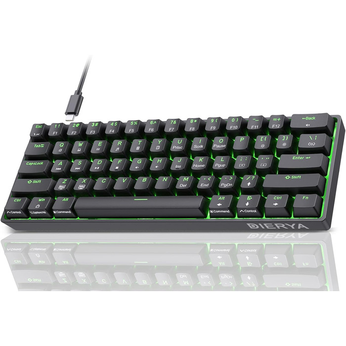 Dierya DK61se - Механічна ігрова клавіатура 60% з Blue Clicky Switch, Anti-Ghosting, USB-C, US Layout, білий корпус
