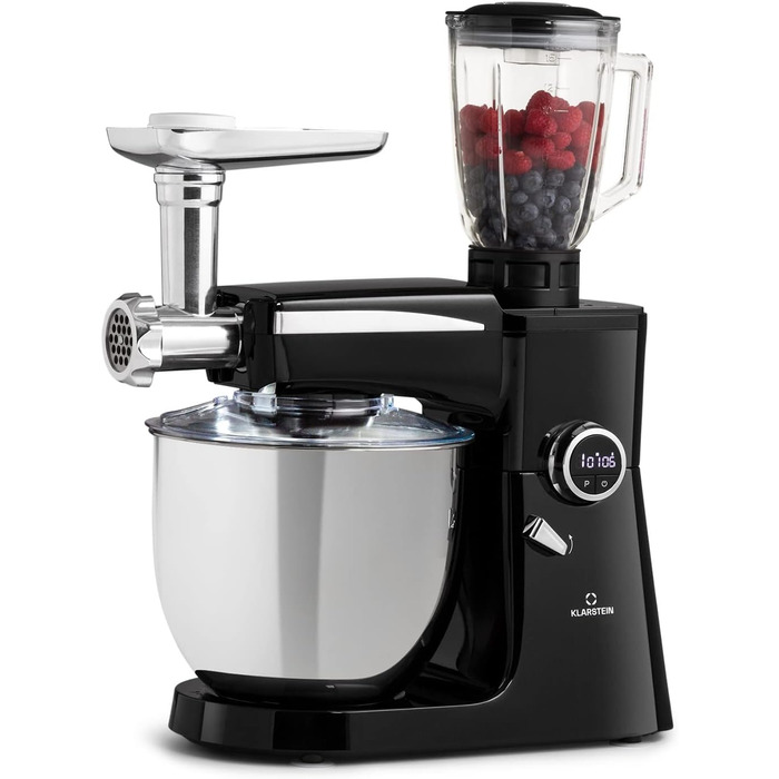 Klarstein Kitchen Machine, Universal Kitchen Machine, 3-in-1 Kitchen Machine, Mixing Appliances & Mixers, Dough Machine with Meat Grinder, Kitchen Machine, 2000 Watt Dough Machine Kneading Machine 10L Bowl Red