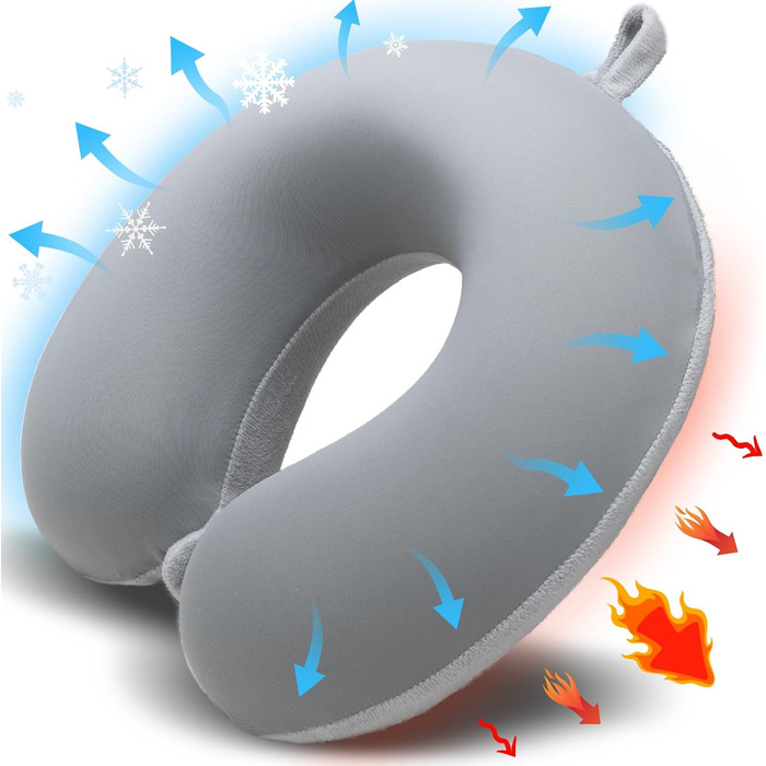 Подушка для шиї у вигляді U Travel Neck Pillow з Memory Foam, для подорожей, автомобіля, офісу, з маскою для сну та навушниками, доросла, двошарова кругла