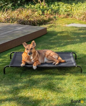 Dog bed made of Textilene fabric, (L) 100 x 76 cm, Black