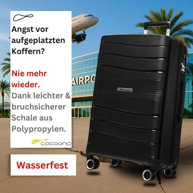 Чорний валіза Leon Koffer Groß 94L з TSA замком - валіза-тролей, жорсткий корпус, великий об'єм