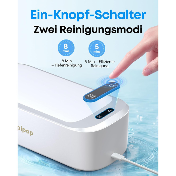 Ультразвукова мийка 48000 Гц, 750 мл. Для очищення окулярів, годинників, прикрас, бритв. Професійний ультразвуковий очисник (A6-White)