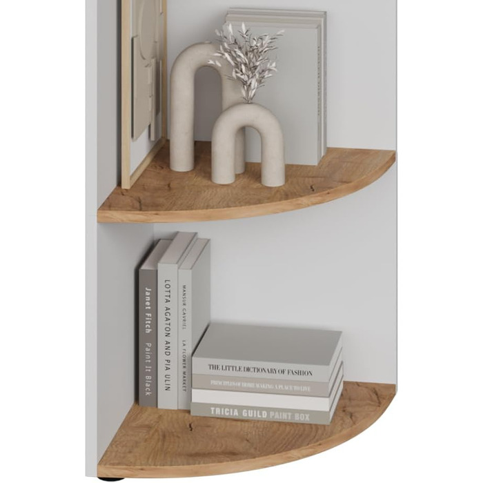 Vicco Corner Shelf Ecki, Bookshelf, White/Goldkraft Oak, 30 x 60 cm (White/Goldkraft Oak, 180x40 cm)