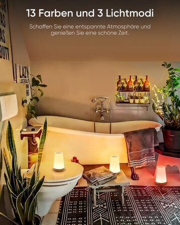 Нічник LED 2 шт, сенсорний диммер, USB зарядка, пульт ДУ, 13 кольорів, 3 режими, бездротовий таймер для спальні/вітальні, коричневий