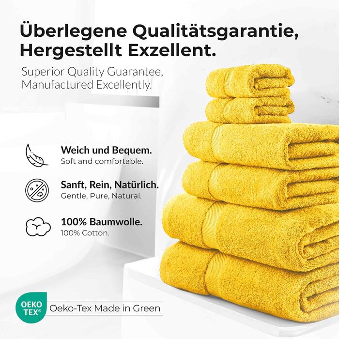 Набір рушників éterea Carli Frottee: 6 шт. (2x 70x140 см + 4x 50x100 см), 100% бавовна, Oeko-Tex, 500 GSM, сірий & блакитний