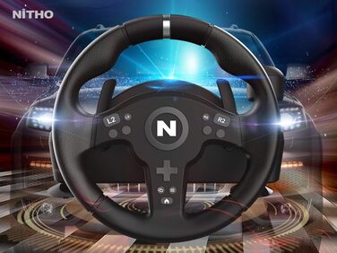 NITHO Drive Pro V200 - Руль для гонок з педалями та перемикачем передач, для PC, PS4, Xbox, 270° з вібрацією, сумісний з симуляторами