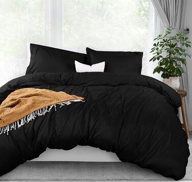 Комплект постільної білизни Utopia Bedding: ковдра 203x228 см, 2 наволочки, чорний, мікрофібра