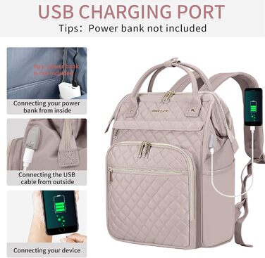 Жіночий рюкзак EMPSIGN з відділенням для ноутбука 17 дюймів: стильний рюкзак для роботи, навчання та подорожей, чорний, рожевий