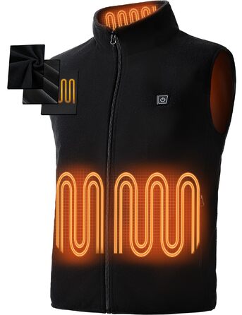 Обогревна жилетка для чоловіків та жінок, 6 зон обігріву, 3 режими температури, чорний колір, розмір S