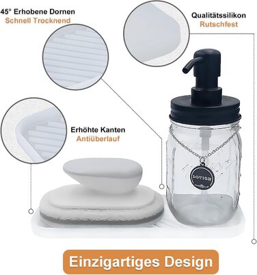 Тримач для мила з силікону для раковини, органайзер для кухні, ванної, туалетного столика, столу, зберігання губки, мила, щітки, макіяжу, пляшки, довговічний, 2 шт. (23.5 x 9.5 x 1.4 см, прозорий)