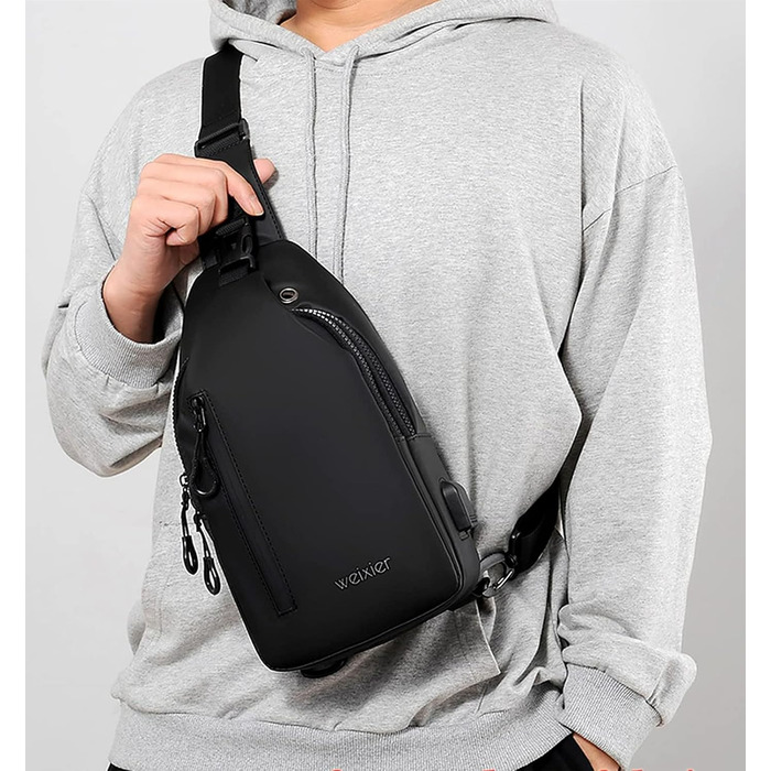 Чоловіча сумка-слінг через плече Crossbody: водонепроникна нагрудна сумка для прогулянок, їзди на велосипеді та роботи (Чорна)