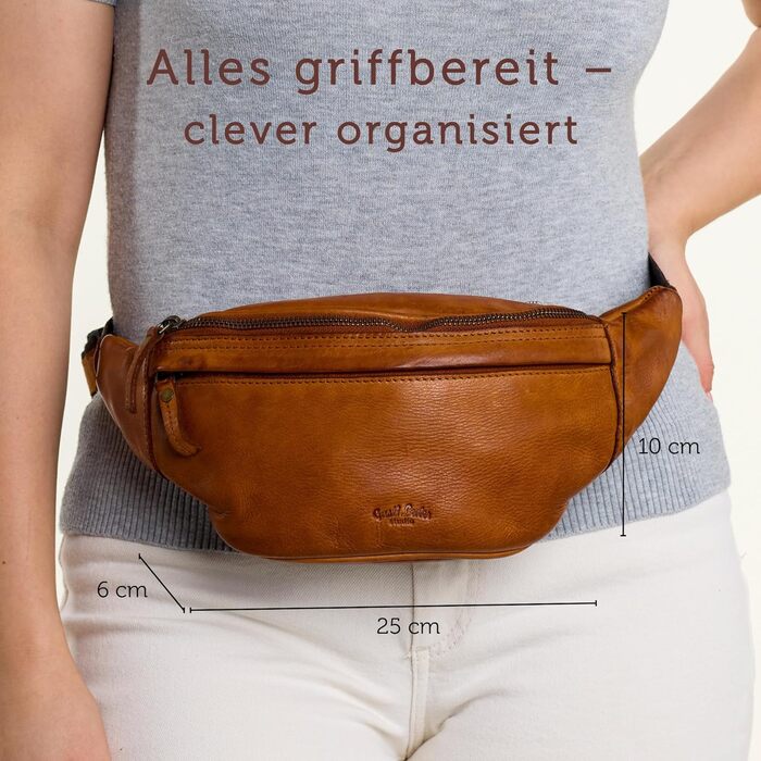 Чоловіча/жіноча поясна сумка Gusti Leather Spencer I з натуральної шкіри, регульований ремінь (колір: коричневий)