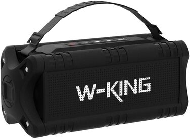 W-KING Bluetooth колонки: портативна, водонепроникна (IPX6), 60W, 24 години роботи, TF карта, USB, AUX, чорний