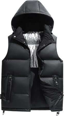 Чоловіча зимова жилетка AIEOE з PU шкіри, без рукавів, водонепроникна, з капюшоном, тепла, з утеплювачем, чорна