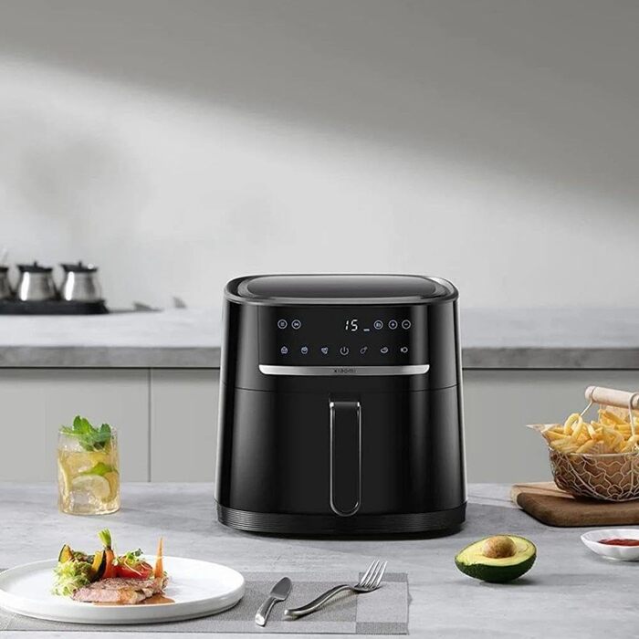 Фритюрниця XIAOMI Air Fryer 6L, безмасляна, 1500 Вт, 6 програм, чорна, регулювання температури 40–200°C, 360° циркуляція повітря, XXL
