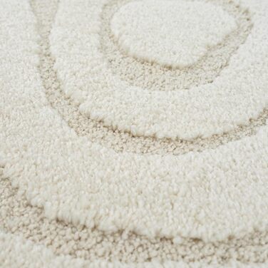 Килим Everest - сучасний килим з коротким ворсом для вітальні та спальні з ефектом висоти-низькості, 3D ефект, висока щільність ворсу та приємно м'який, абстрактний дизайн, кремовий колір (діаметр 160 см, кремовий-14)