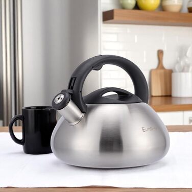 Електричний чайник EliteHoff 3L з нержавіючої сталі з автоматичним свистком, срібного кольору, для індукційних плит (E-5114)