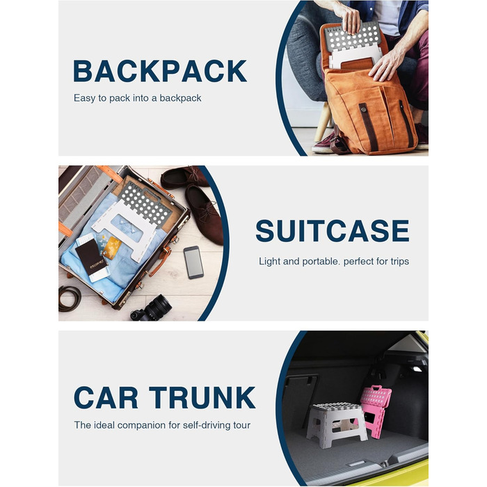 Складний стілець HOUSE DAY 22см, сірий та білий - для дому, кемпінгу, пікніка, дітей