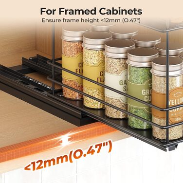 Організатор для спецій Orimade, висувна полиця для спецій, 3 шт., чорний