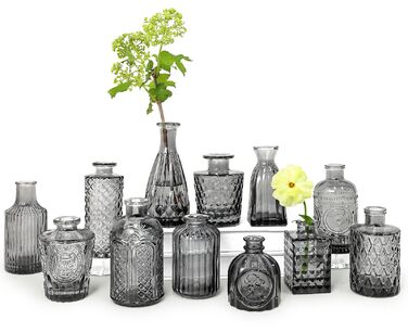 Набір ваз Knospenvasen (12 шт.), чорні вази для квітів, міні вази для декору столу, вінтажний стиль