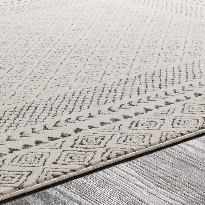 Surya Bahar Rug Bedroom, Living Room, Dining Room, Hallway - Modern Boho Geometric Pattern - Soft Scandinavian Living Room Rug Oriental - Carpet 160x220cm Large Beige Beige and Anthracite 160 x 220 cm (Rectangular)