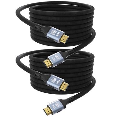 Кабель HDMI 2.2 96Gbps Ultra-High-Speed: 16K, 12K, 10K, 8K, 4K@120Hz/240Hz/480Hz, eARC, HDR10+, Dolby Atmos/Vision, HDCP 2.2 (3м+3м)