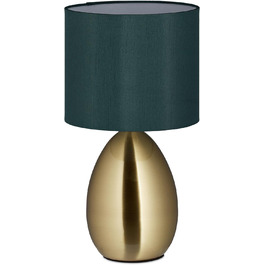 Настільна лампа Relaxdays з торканням, регульована яскравість, сучасний дизайн, 3 режими, E14, з кабелем, 33,5 x 18 см, латунь