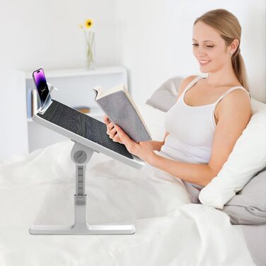 Стіл для ноутбука в ліжко Huracan: регульований, з USB, підсклянником та ящиком (60x40 см, чорний)