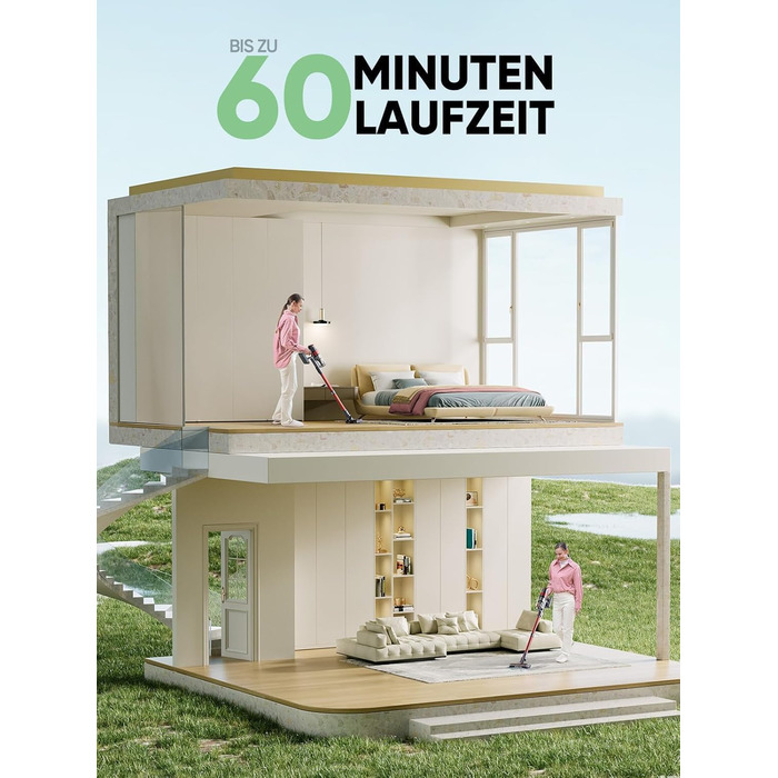 Бездротовий акумуляторний пилосос SunSare 450W з LED-дисплеєм, потужність 40000Pa, для підлоги, килима, шерсті тварин