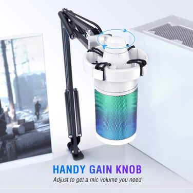 Мікрофон FIFINE для ігор та запису, USB, зі стійкою, для ПК, MAC, PS4, PS5, білий