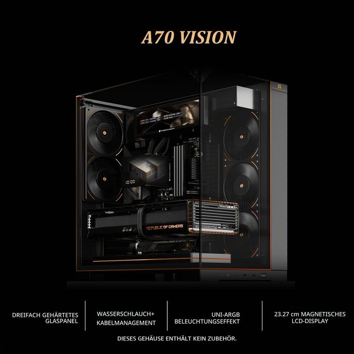 Ігровий корпус Thermalright TR A70 Vision ATX з LCD-дисплеєм 9.16'', панорамною підсвіткою та підтримкою 8 вентиляторів