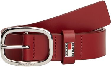 Ремінь жіночий Tommy Jeans шкіряний овальний, червоний (Rustic Cherry) 80 см