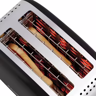 Russell Hobbs Toaster [for 2 slices] Colours Plus Stainless Steel Black (extra wide toast slots, including bagel attachment, 6 browning levels + defrost function, Lift & Look function, 1600W) 26550-56