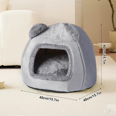 Кігтеточка-будиночок для котів, 40 см, сірий. М'яке ліжко з антиковзким дном та знімним матрацом. Підходить для котів та собак вагою до 5 кг.