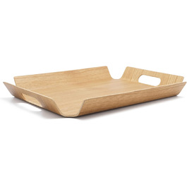 Bredemeijer brown curved rectangular wooden tray, 44.5 cm