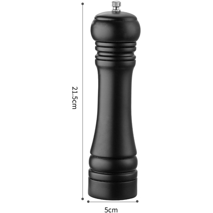 Salt and pepper grinder, wooden pepper grinder set salt pepper mill kit manual mills solid with strong adjustable ceramic grinding mechanisms 2 pieces 8 inch (K 2 Black)