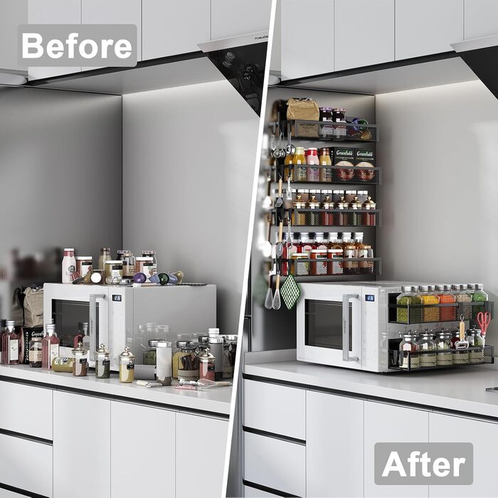 Магнітна полиця для холодильника з 8 гачками, органайзер для кухні (6 шт.)