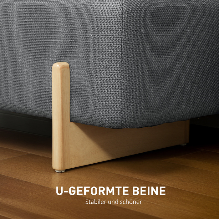 HOMCOM Storage Ottoman, Upholstered Bench with Foam Padding, Linen-Look Fabric, 111 x 44 x 44.5 cm, Dark Gray
