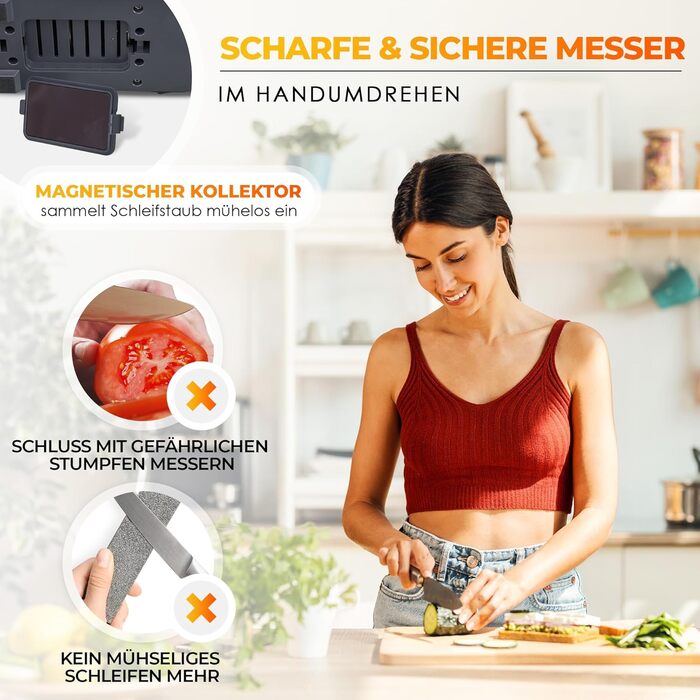 Електричний точило для ножів AUSTEIN® Diamant TG2202 - 3 фази, 20 градусів, з магнітним збором стружки