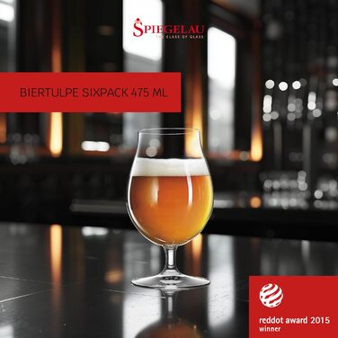 Набір келихів для пива Spiegelau Beer Classics, 475 мл, 6 шт., кришталеве скло, б'яртюльпани, для пива, підходять для посудомийної машини