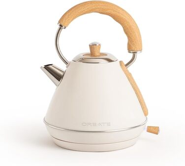 Retro Electric Kettle - 1L Cream White - Fast Boil, Auto Shutoff, Anti-Scale Filter