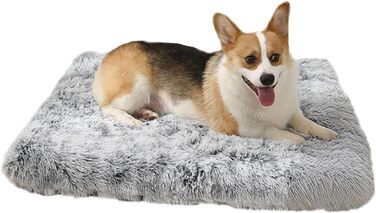 М'яке ліжко для собак середніх порід та котів, 75 x 50 x 8 см, плюшеве, миюче, Ombré-сірий