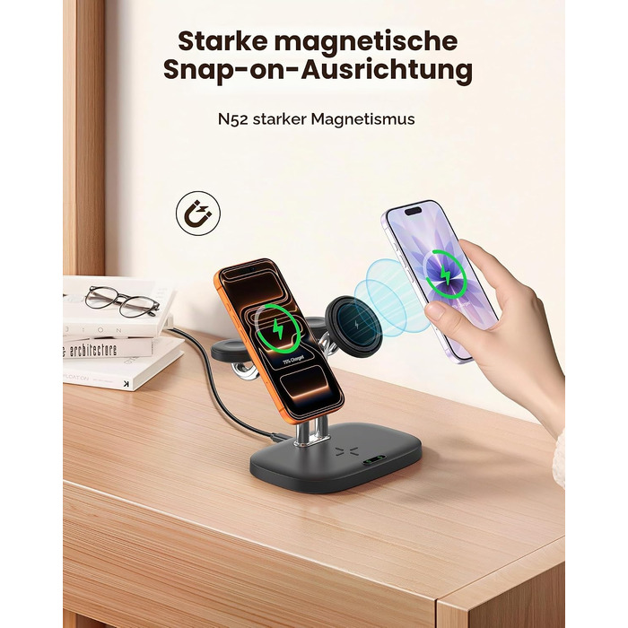 Універсальна зарядна станція 5 в 1 для 2 смартфонів iPhone та 2 Apple Watch, багатофункціональний зарядний пристрій